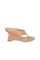 MULE DE DEDO EM VERNIZ BEGE BLUSH COM SALTO ANABELA ESCULTURAL