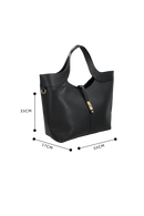 BOLSA GRANDE EM COURO PRETO COM FECHO DOURADO