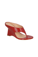 MULE DE DEDO EM VERNIZ VERMELHO COM SALTO ANABELA ESCULTURAL