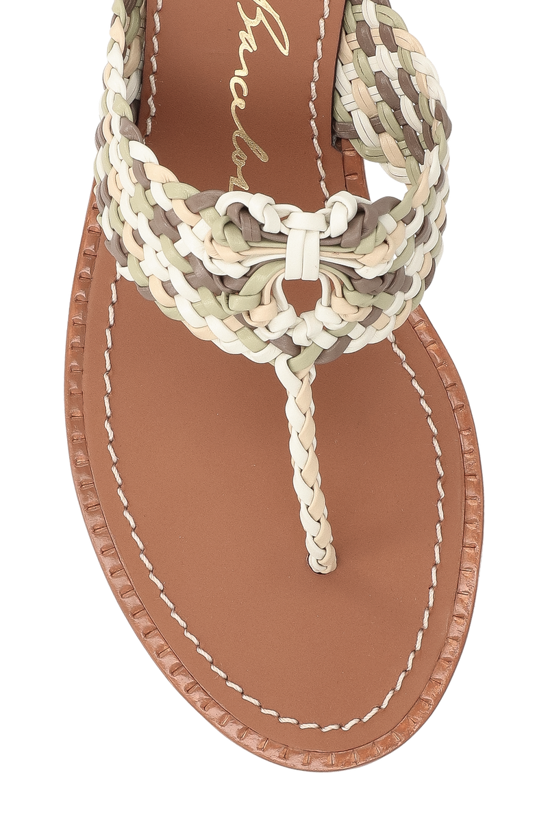 RASTEIRA EM COURO OFF WHITE COM TRAMA MULTICOR