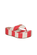 SANDÁLIA PLATAFORMA FLAT LISTRADA VERMELHO