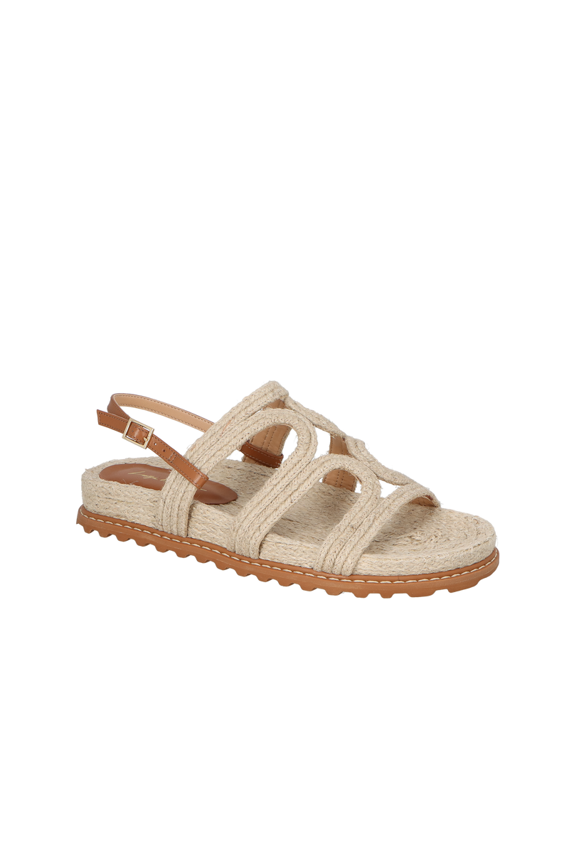 SANDÁLIA PAPETE TIRA DE RÁFIA BEGE AREIA