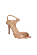 SANDÁLIA SALTO FINO ALTO EM VERNIZ BEGE BLUSH COM FIVELA DE CRISTAIS