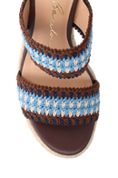 SANDÁLIA ANABELA EM CROCHET MULTICOR MARROM CAFÉ