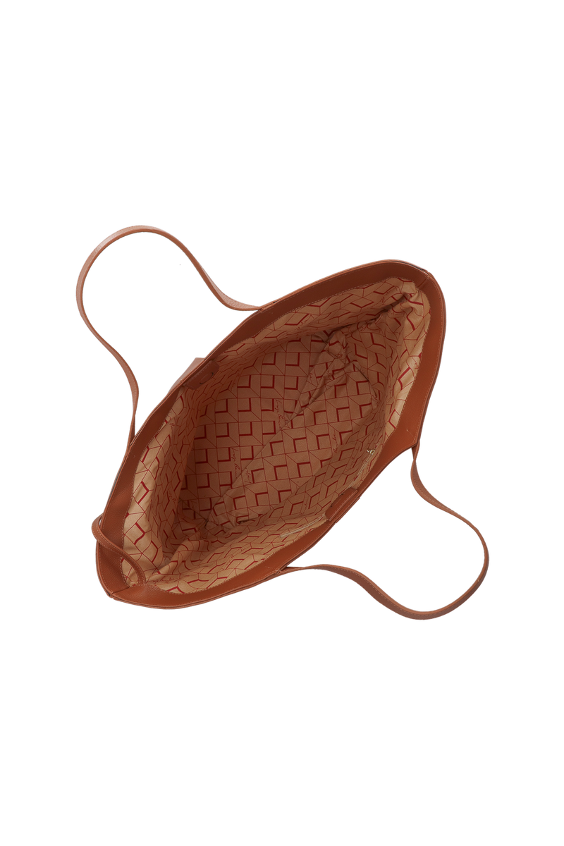 BOLSA GRANDE MINIMALISTA EM COURO CARAMELO