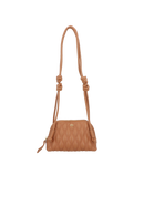 BOLSA PEQUENA EM COURO CARAMELO MATELASSÊ COM ALÇA DE NÓS