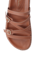 PAPETE TRATORADA EM COURO CARAMELO COM FIVELAS