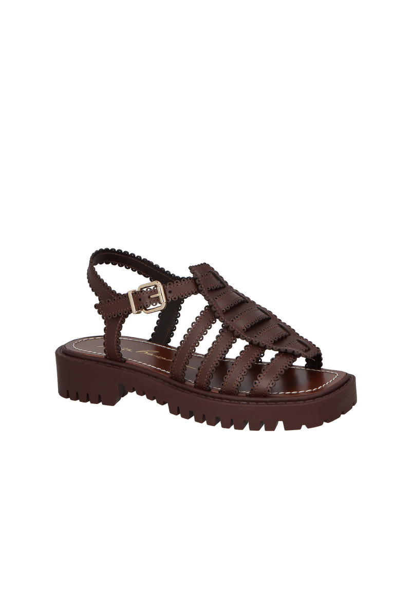 SANDÁLIA PESCADORA TRATORADA EM COURO MARROM CAFÉ