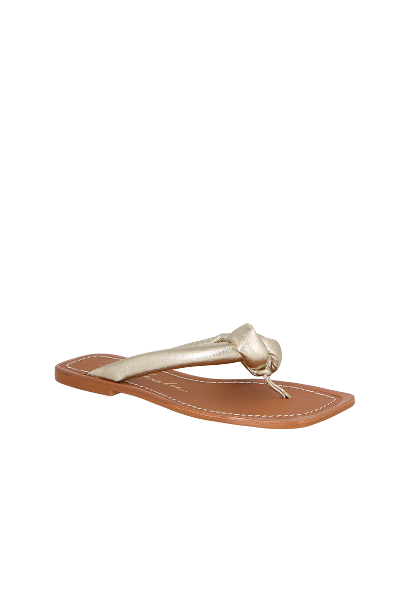 SANDÁLIA RASTEIRA TIRAS PILLOW EM METALIZADO DOURADO