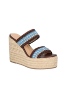 SANDÁLIA ANABELA EM CROCHET MULTICOR MARROM CAFÉ