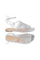 SANDÁLIA RASTEIRA METALIZADA PRATA MULTI TIRAS FINAS