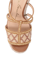 SANDÁLIA PLATAFORMA EM COURO CARAMELO E PALHA