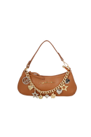 BOLSA PEQUENA CHARMS EM COURO CARAMELO