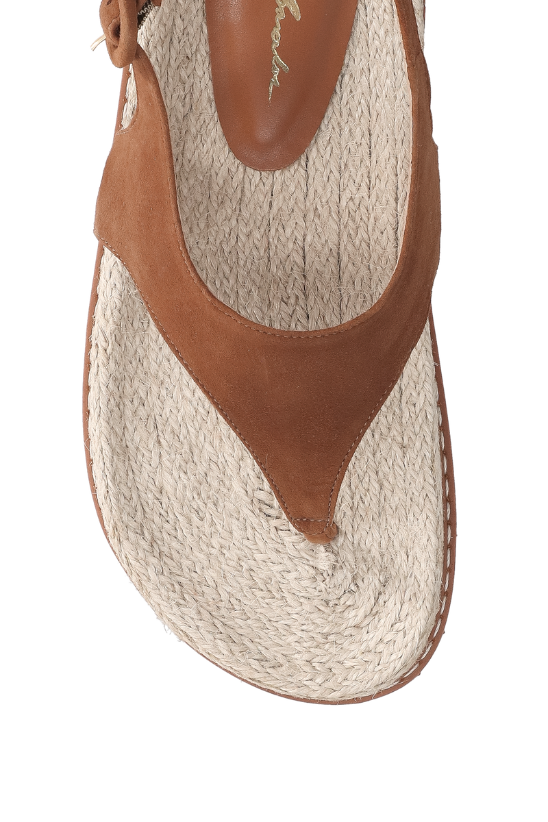 PAPETE EM CAMURÇA CARAMELO E JUTA