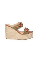 SANDÁLIA ANABELA COM PEDRARIA COLORIDA E JUTA