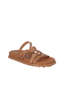 PAPETE TRATORADA EM COURO CARAMELO COM FIVELAS