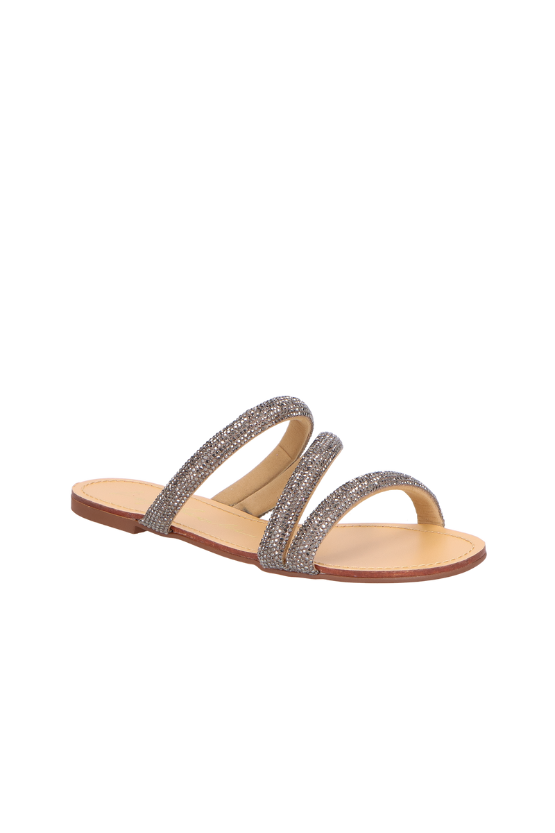 SANDÁLIA RASTEIRA EM CAMURÇA BEGE ARGILA COM CRISTAIS