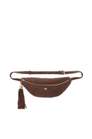 BOLSA PEQUENA EM CAMURÇA MARROM CAFÉ TRESSÊ COM BARBICACHO