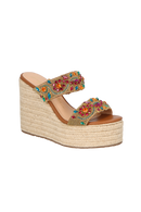 SANDÁLIA ANABELA COM PEDRARIA COLORIDA E JUTA