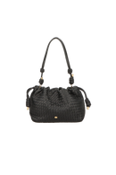 BOLSA MÉDIA EM COURO PRETO COM ALÇA DE NÓS