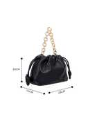 BOLSA COM FECHAMENTO POR NÓS E ALÇA DE CORRENTES EM COURO PRETA MÉDIA