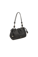 BOLSA MÉDIA EM COURO PRETO COM ALÇA DE NÓS