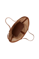 BOLSA SHOPPING GRANDE EM COURO CARAMELO E RÁFIA