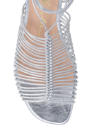 SANDÁLIA RASTEIRA METALIZADA PRATA MULTI TIRAS FINAS