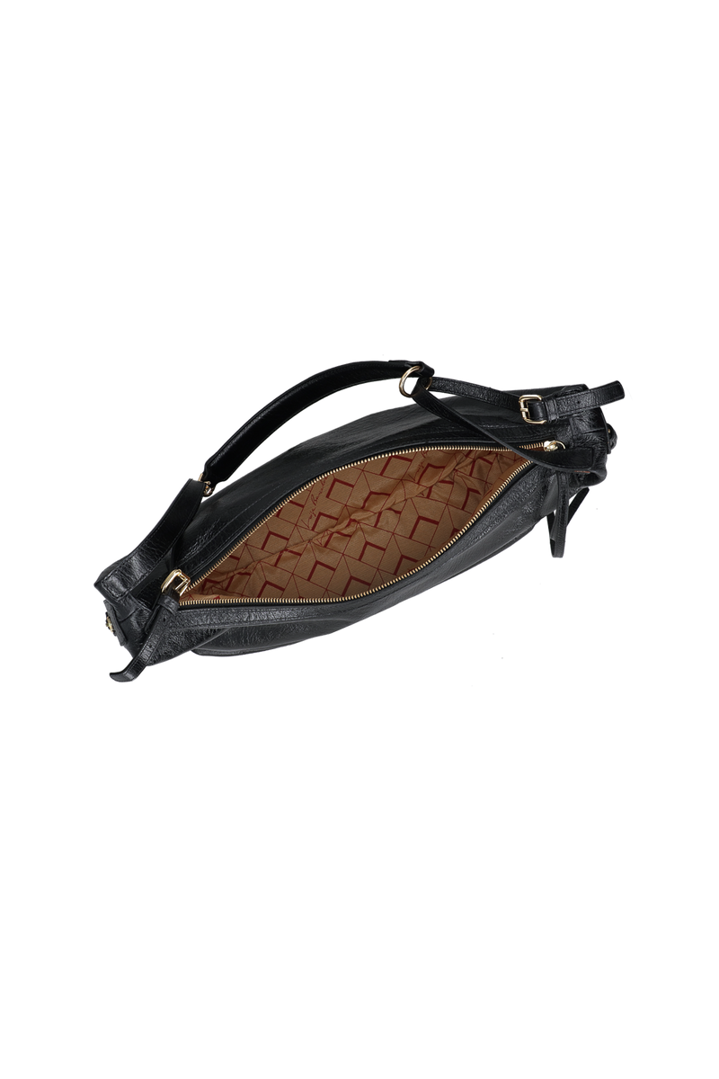 BOLSA GRANDE EM COURO ESTONADO PRETO