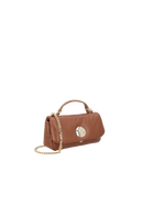 MINI BOLSA CROSSBODY COM ALÇA DE CORRENTES EM COURO CASTANHO