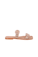 SANDÁLIA RASTEIRA BEGE BLUSH COM FIVELAS DE STRASS