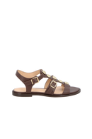 SANDÁLIA RASTEIRA PESCADORA EM COURO MARROM CAFÉ COM REBITES