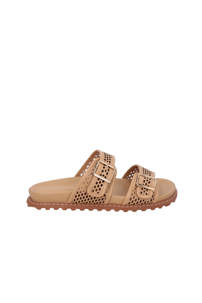 PAPETE TRATORADA EM COURO BEGE AREIA COM RECORTES LASER