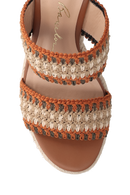 SANDÁLIA ANABELA EM CROCHET MULTICOR CARAMELO