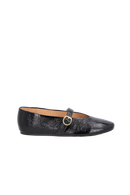 SAPATILHA MARY JANE EM COURO VERNIZ PRETO COM DECOTE V