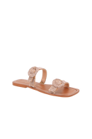 SANDÁLIA RASTEIRA BEGE BLUSH COM FIVELAS DE STRASS