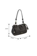 BOLSA MÉDIA EM COURO PRETO COM ALÇA DE NÓS