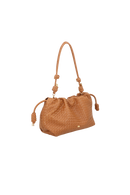 BOLSA MÉDIA EM COURO CARAMELO COM ALÇA DE NÓS