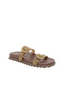 PAPETE EM COURO MARROM CAFÉ COM FIVELAS DE STRASS